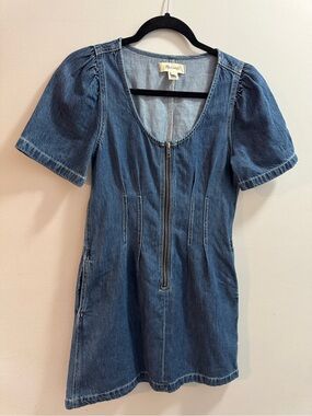 Madewell Blue Denim Mini Dress with Front Zip